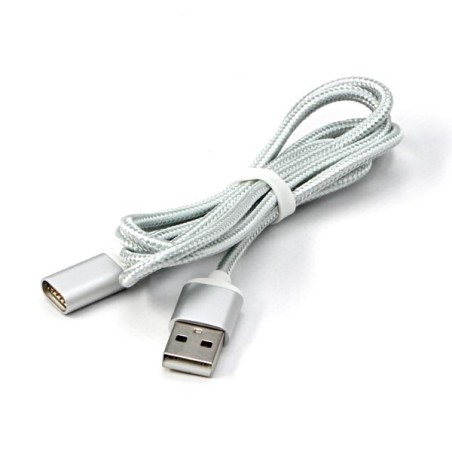 USB kabel (2.0), USB A samec - Magnetická koncovka, 1m, stříbrný, DOPRODEJ