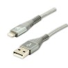 Logo USB kabel (2.0), USB A samec - Apple Lightning samec, 1m, MFi certifikace, 5V/2,4A, stříbrný, box, nylonové opletení