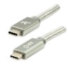 Logo USB kabel (3.2 gen 2), USB C samec - USB C samec, 1m, Power Delivery 100W, 10 Gb/s, 20V/5A, stříbrný, box, nylonové