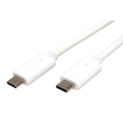 USB kabel (3.1), USB C samec - USB C samec, 1m, bílý, plastic bag, USB Power Delivery, DOPRODEJ