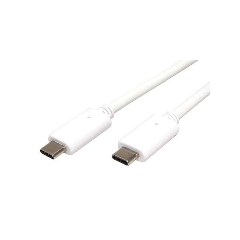 USB kabel (3.1), USB C samec - USB C samec, 1m, bílý, plastic bag, USB Power Delivery, DOPRODEJ