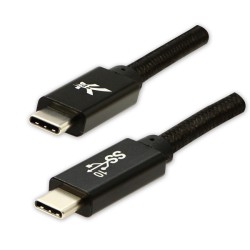 Logo USB kabel (3.2 gen 2), USB C samec - USB C samec, 1m, Power Delivery 100W, 10 Gb/s, 20V/5A, černý, box, nylonové opletení