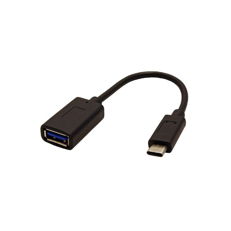 USB redukce (3.0), USB C samec - USB A samice, 0.15m, kulatý, černý, plastic bag, OTG kabel