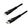 Logo USB kabel (2.0), USB C samec - Apple Lightning samec, 2m, MFi certifikace, 5V/3A, černý, box, nylonové opletení, hliníkový