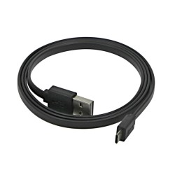 USB kabel (2.0), USB A samec reversible - microUSB samec reversible, 1m, plochý, černý, DOPRODEJ
