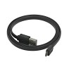 USB kabel (2.0), USB A samec reversible - microUSB samec reversible, 1m, plochý, černý, DOPRODEJ
