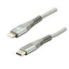 Logo USB kabel (2.0), USB C samec - Apple Lightning samec, 2m, MFi certifikace, 5V/3A, stříbrný, box, nylonové opletení