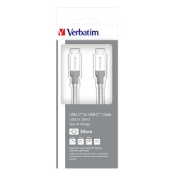 VERBATIM 48867 kabel USB-C to USB-C Sync & Charge Cable USB 3.1 GEN 2 30cm Silver _O2 polep