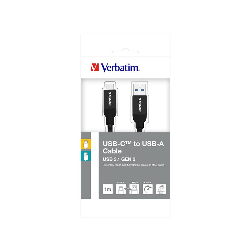 Verbatim USB kabel (3.1), USB A samec - USB C samec, 1m, černý, box, 48871