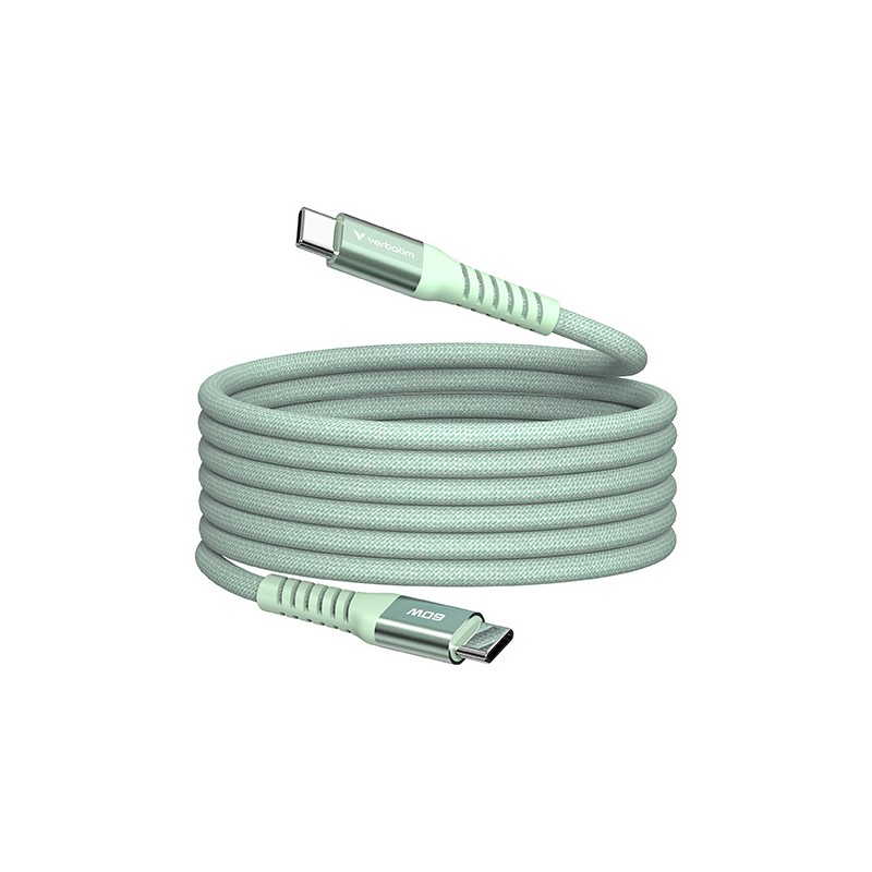 Verbatim USB-C kabel USB C samec - USB C samec, 60W, 1.2m, magnetický, zelený, box, 31864