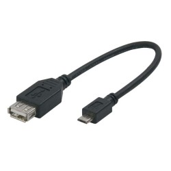 Logo USB kabel (2.0), microUSB samec - USB A samice, 0.2m, OTG, černý, DOPRODEJ