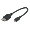 Logo USB kabel (2.0), microUSB samec - USB A samice, 0.2m, OTG, černý, DOPRODEJ