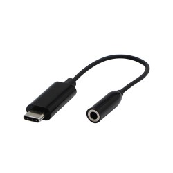 USB/Audio převodník, USB C samec - Jack (3.5mm) samice, stereo, černá, DOPRODEJ