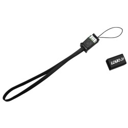 Logo USB kabel (2.0), USB A samec - microUSB samec, 0.3m, černý, blistr, poutko na fotoaparát/MP3 přehrávač, DOPRODEJ