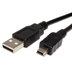 Logo USB kabel (2.0), USB A samec - miniUSB samec, 1.8m, černý, blistr, DOPRODEJ