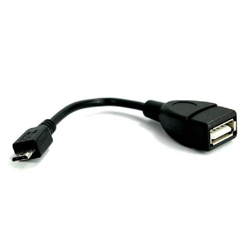 USB kabel (2.0), microUSB samec - USB A samice, 0.15m, OTG, černý, DOPRODEJ