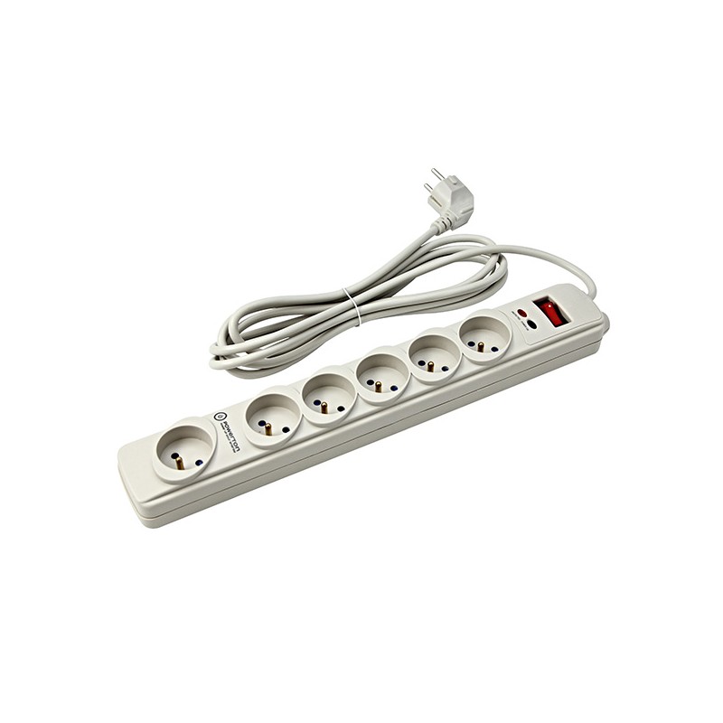 Powerton ENERGY PLUGIX, 3m, 6 zásuvek, bílá, LED indikace, DOPRODEJ