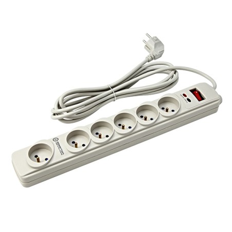 Powerton ENERGY PLUGIX, 3m, 6 zásuvek, bílá, LED indikace, DOPRODEJ