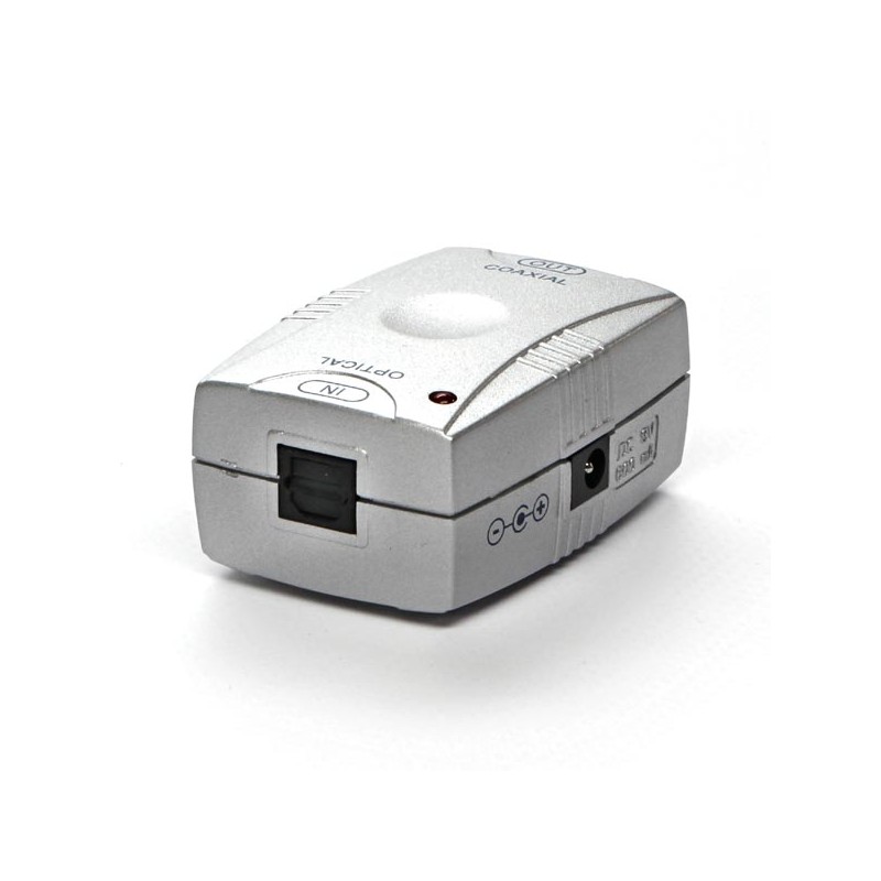 Audio převodník digitálního signálu, z optického na coaxiální, TOSLINK samice - CINCH samice, součástí je i DC adaptér, DOPRODEJ