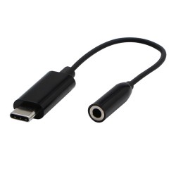 USB/Audio převodník, USB C samec - Jack (3.5mm) samice, stereo, černá, Logo blistr, DOPRODEJ