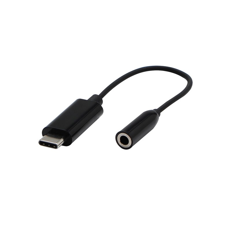 USB/Audio převodník, USB C samec - Jack (3.5mm) samice, stereo, černá, Logo blistr, DOPRODEJ