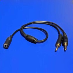 Audio rozdvojka, Jack (3.5mm) samice - 2x Jack (3.5mm) samec, stereo, černá, DOPRODEJ