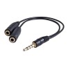 Audio redukce, Jack (3.5mm) samec 4-pólový - 2x Jack (3.5mm) samice, 0.2 m, stereo, černá, DOPRODEJ
