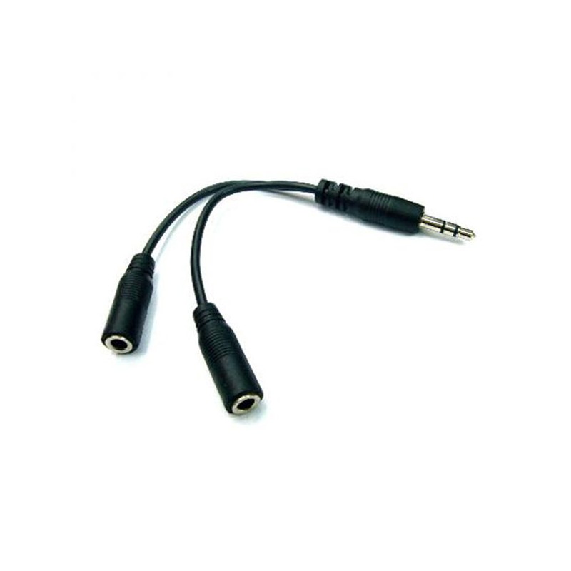 Audio rozdvojka, Jack (3.5mm) samec - 2x Jack (3.5mm) samice, 0.2 m, stereo, černá, kabelová