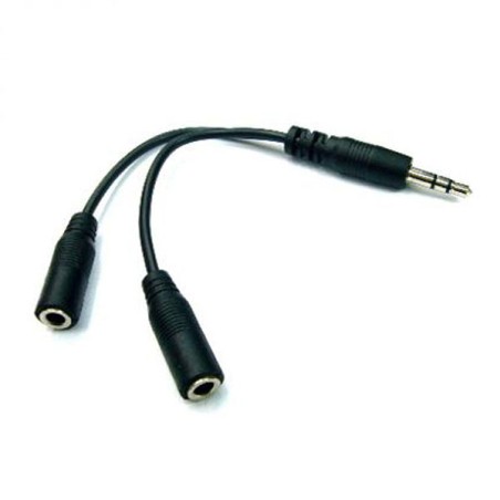 Audio rozdvojka, Jack (3.5mm) samec - 2x Jack (3.5mm) samice, 0.2 m, stereo, černá, kabelová