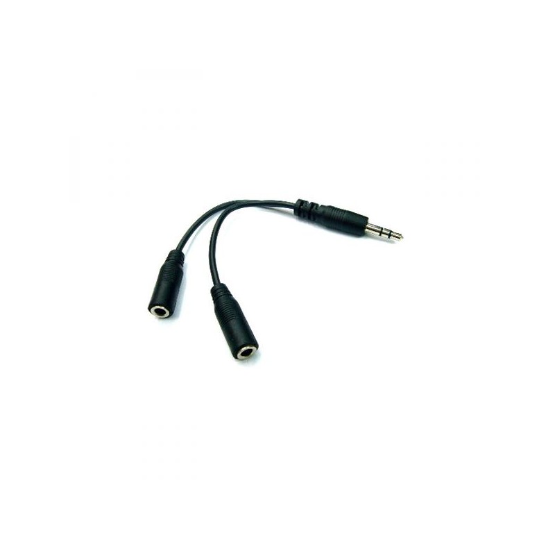 Audio rozdvojka, Jack (3.5mm) samec - 2x Jack (3.5mm) samice, 0.2 m, stereo, černá, Logo kabelová, DOPRODEJ