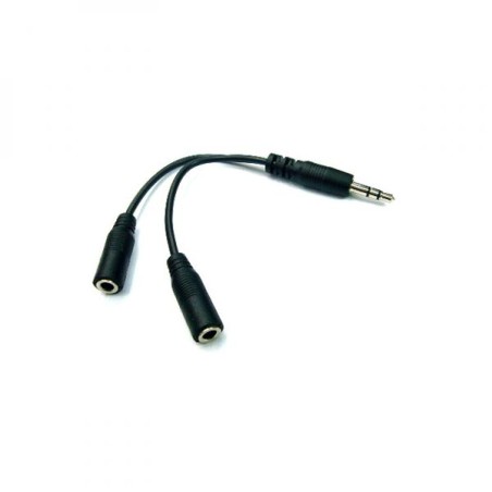 Audio rozdvojka, Jack (3.5mm) samec - 2x Jack (3.5mm) samice, 0.2 m, stereo, černá, Logo kabelová, DOPRODEJ