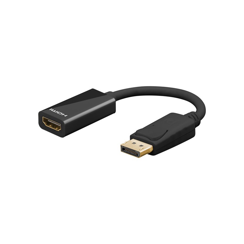 Video redukce, DisplayPort samec - HDMI samice, DP verze 1.2, černá, rozlišení až 8K Ultra HD 4320p (30 Hz), DOPRODEJ
