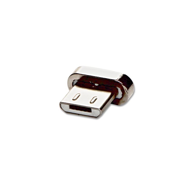 USB koncovka, (2.0), microUSB samec - magnetické připojení, stříbrná, redukce k magnetickému kabelu, DOPRODEJ