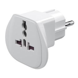 230V Cestovní adaptér, CEE7 (vidlice) - zásuvka, bílý, pro zahraniční přístroje