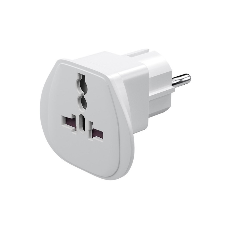 230V Cestovní adaptér, CEE7 (vidlice) - zásuvka, bílý, pro zahraniční přístroje
