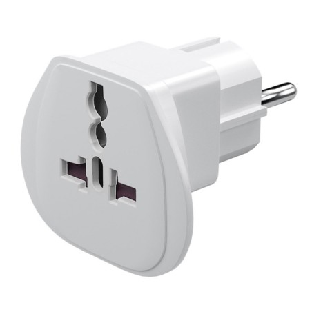 230V Cestovní adaptér, CEE7 (vidlice) - zásuvka, bílý, pro zahraniční přístroje
