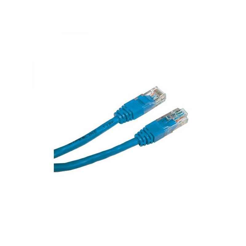 Síťový LAN kabel UTP patchcord, Cat.5e, RJ45 samec - RJ45 samec, 0.5 m, nestíněný, modrý, economy, DOPRODEJ