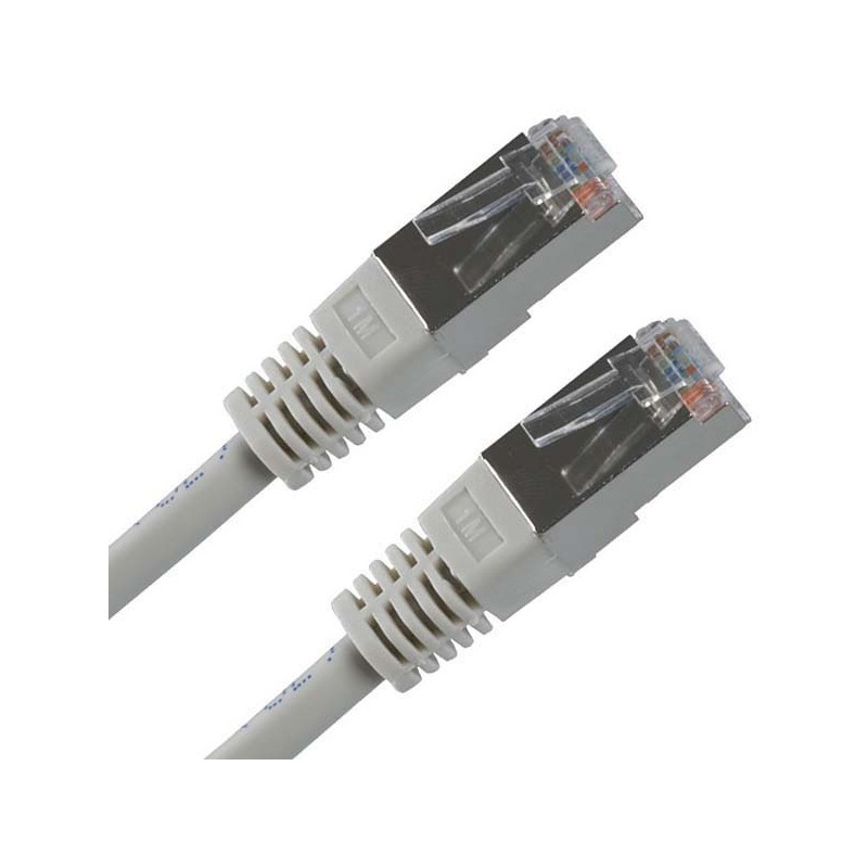 Síťový LAN kabel FTP patchcord, Cat.5e, RJ45 samec - RJ45 samec, 0.5 m, stíněný, šedý, economy