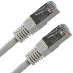 Síťový LAN kabel FTP patchcord, Cat.5e, RJ45 samec - RJ45 samec, 2 m, stíněný, šedý, economy, DOPRODEJ