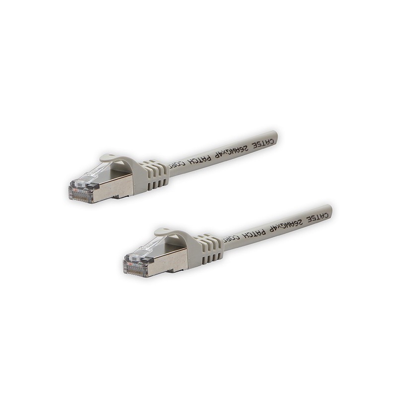 Síťový LAN kabel FTP patchcord, Cat.5e, RJ45 samec - RJ45 samec, 5 m, stíněný, šedý, čistá měď, economy