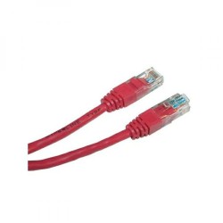 Síťový LAN kabel UTP patchcord, Cat.5e, RJ45 samec - RJ45 samec, 5 m, nestíněný, červený, economy, DOPRODEJ
