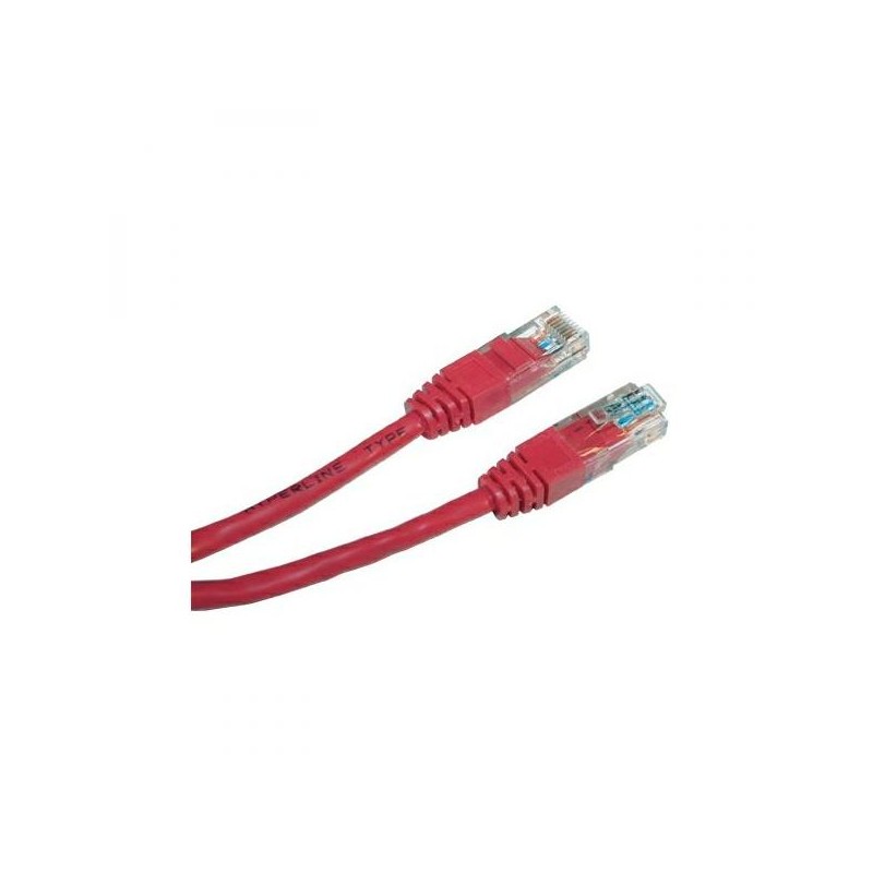 Síťový LAN kabel UTP patchcord, Cat.5e, RJ45 samec - RJ45 samec, 5 m, nestíněný, červený, economy, DOPRODEJ