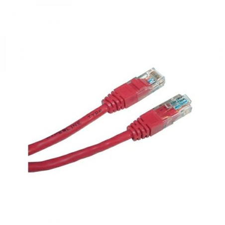 Síťový LAN kabel UTP patchcord, Cat.5e, RJ45 samec - RJ45 samec, 5 m, nestíněný, červený, economy, DOPRODEJ