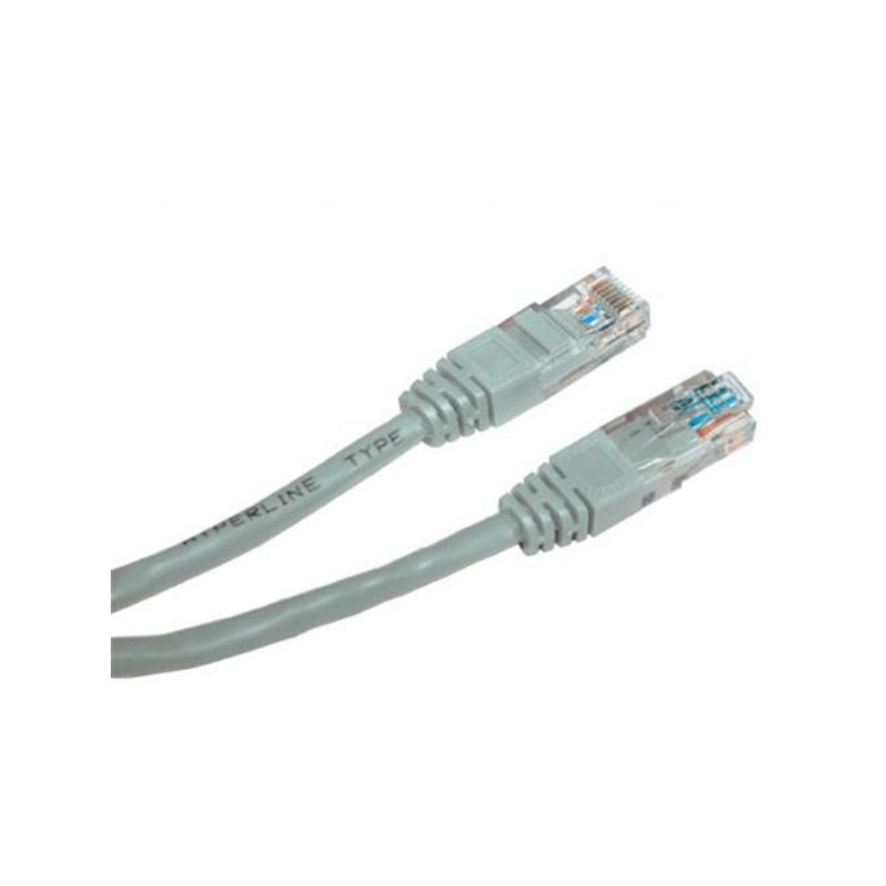 Síťový LAN kabel UTP crossover patchcord, Cat.5e, RJ45 samec - RJ45 samec, 5 m, nestíněný, křížený, šedý, k propojení 2 PC