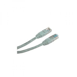 Síťový LAN kabel UTP patchcord, Cat.5e, RJ45 samec - RJ45 samec, 7 m, nestíněný, šedý, Logo