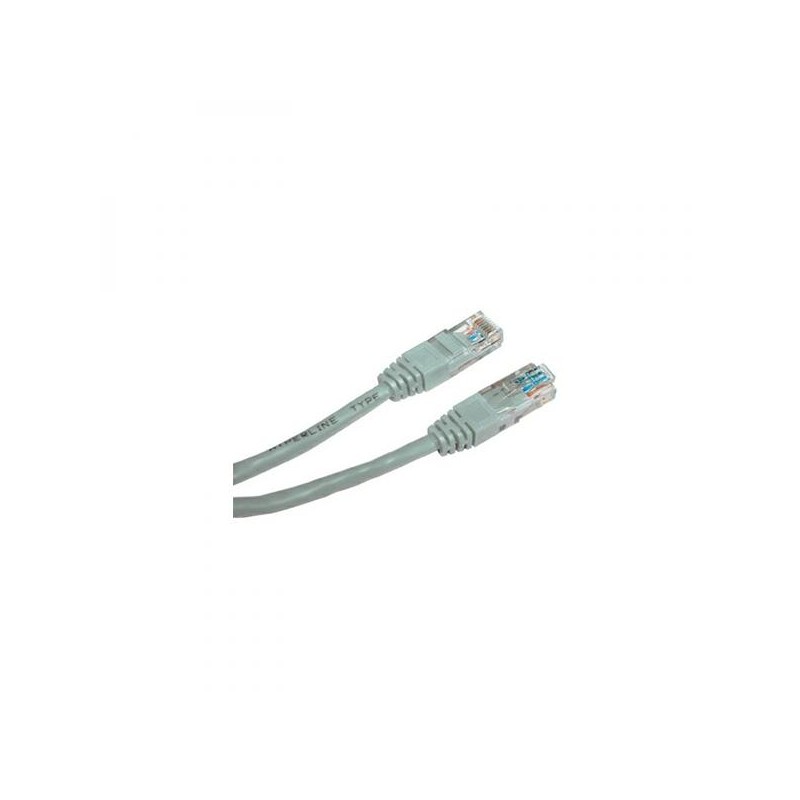 Síťový LAN kabel UTP patchcord, Cat.5e, RJ45 samec - RJ45 samec, 7 m, nestíněný, šedý, Logo