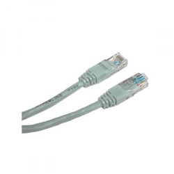 Síťový LAN kabel UTP crossover patchcord, Cat.5e, RJ45 samec - RJ45 samec, 15 m, nestíněný, křížený, šedý, k propojení 2 PC