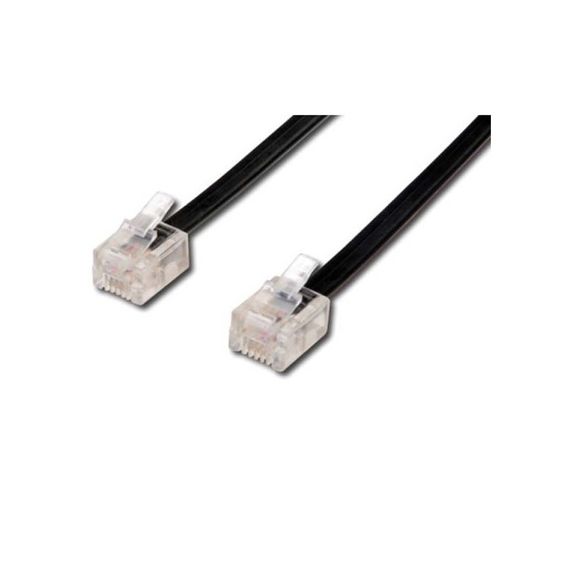 Telefonní kabel 4 žíly, RJ11 samec - RJ11 samec, 3 m, černý, pro ADSL modem, economy, DOPRODEJ