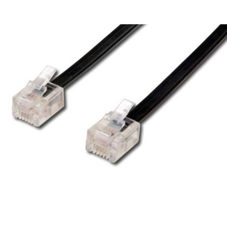 Telefonní kabel 4 žíly, RJ11 samec - RJ11 samec, 6 m, černý, pro ADSL modem, economy, DOPRODEJ