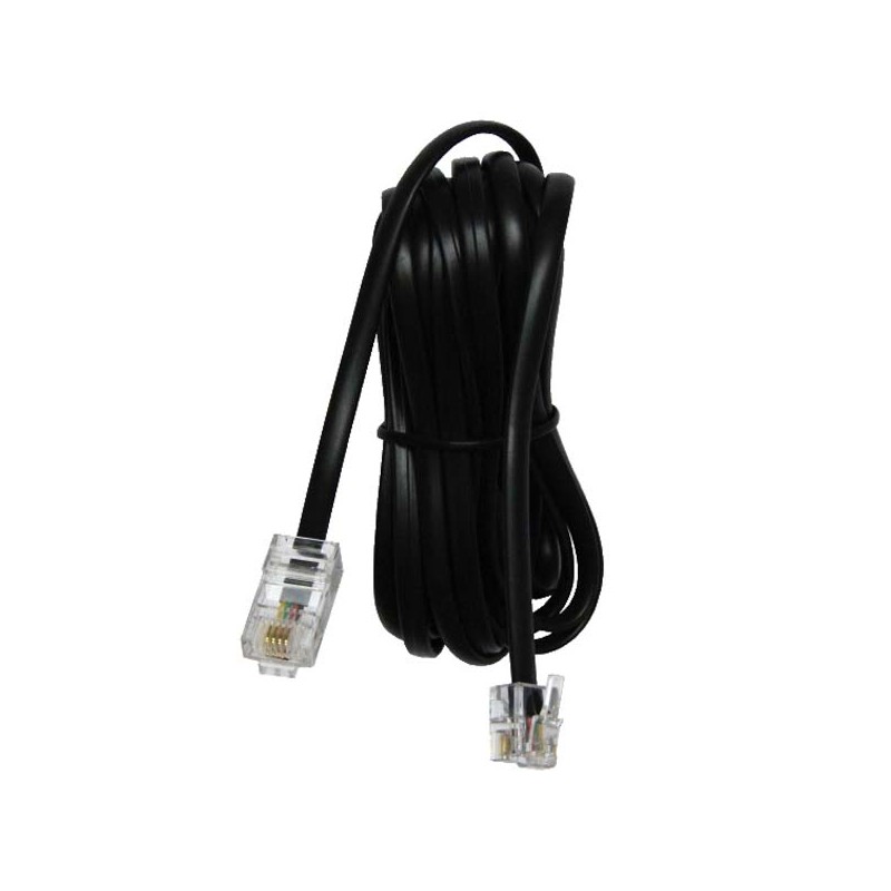 Telefonní kabel 4 žíly, RJ11 samec - RJ45 samec, 3 m, plochý, černý, pro ADSL modem, economy